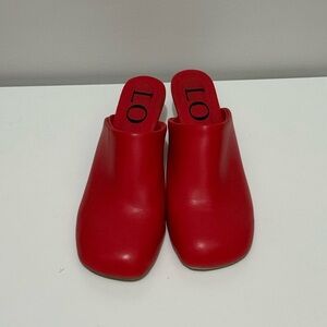Amina Blu Red Leather Mule heels women’s size 8 US
